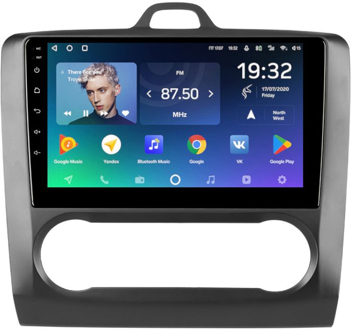 Магнитола для Ford Focus 2 2004-2011 (климат, рамка черная) - Teyes CC2 PLUS монитор 9" QLED, Android 10, Быстрая, SIM-слот