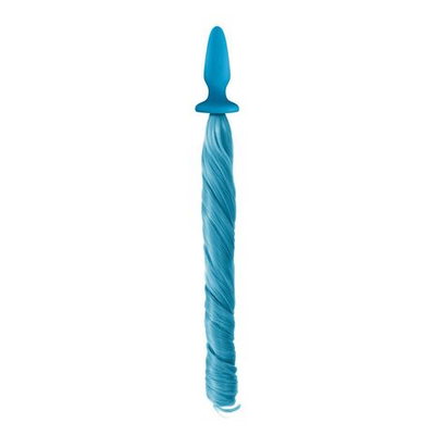 Голубая анальная пробка с голубым хвостом Unicorn Tails Pastel Blue (Цвет: голубой)