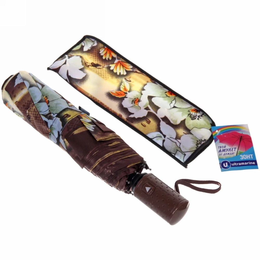 Зонт женский полуавтомат «Ultramarine - Олимпия», цвет микс, 8 спиц, d-100см, длина в слож. виде 30см