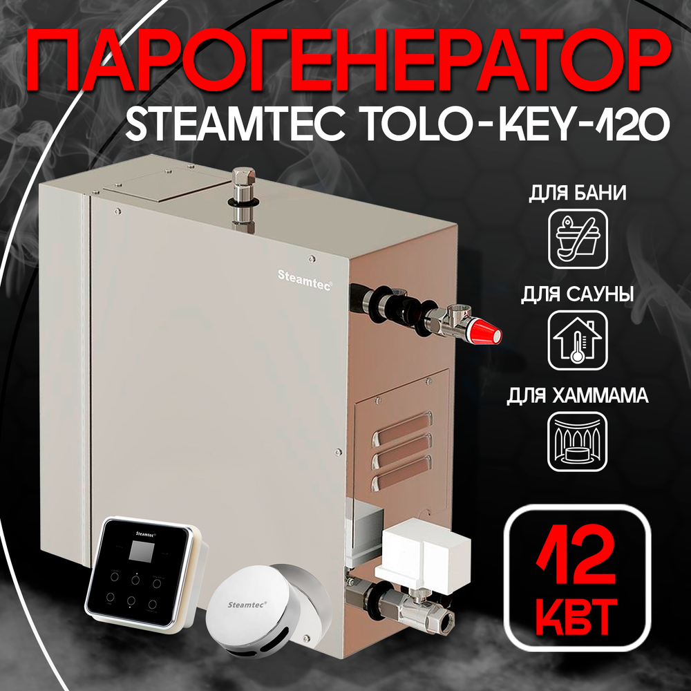 Steamtec TOLO KEY 120 - 12 кВт (ВЛАГОСТОЙКИЙ модуль управления), парогенератор для хамама и турецкой бани