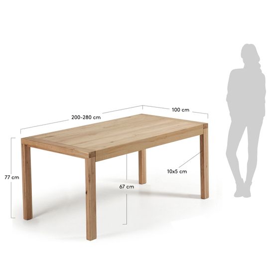 Обеденный стол Vivy 200(280)x100 дуб натуральный