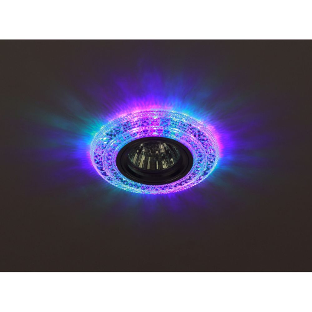 Светильник встраиваемый cо светодиодной подсветкой ЭРА DK LD3 SL/RGB под лампу MR16 GU5.3 прозрачный цветной | Встраиваемые LED светильники