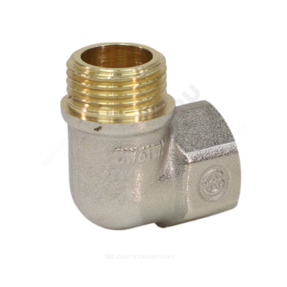 Угольник латунь никель реборда Ду 40 (1 1/2") ВР/НР 9006 ГОСТ 32585-2013 Aquasfera 9006-05