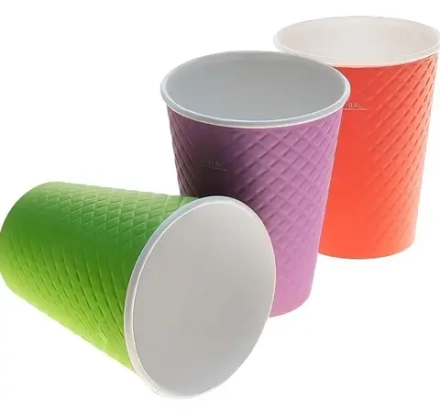 Стакан бумажный 2сл 300 (430) мл d=90мм с конгревом Waffle Colour ассорти