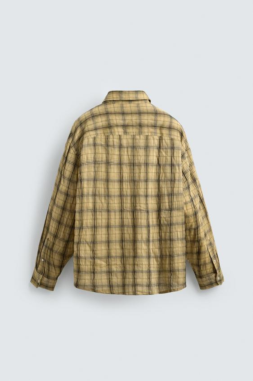 ZARA РУБАШКА RELAXED FIT В КЛЕТКУ, ЦВЕТ СЛИВОЧНОГО МАСЛА