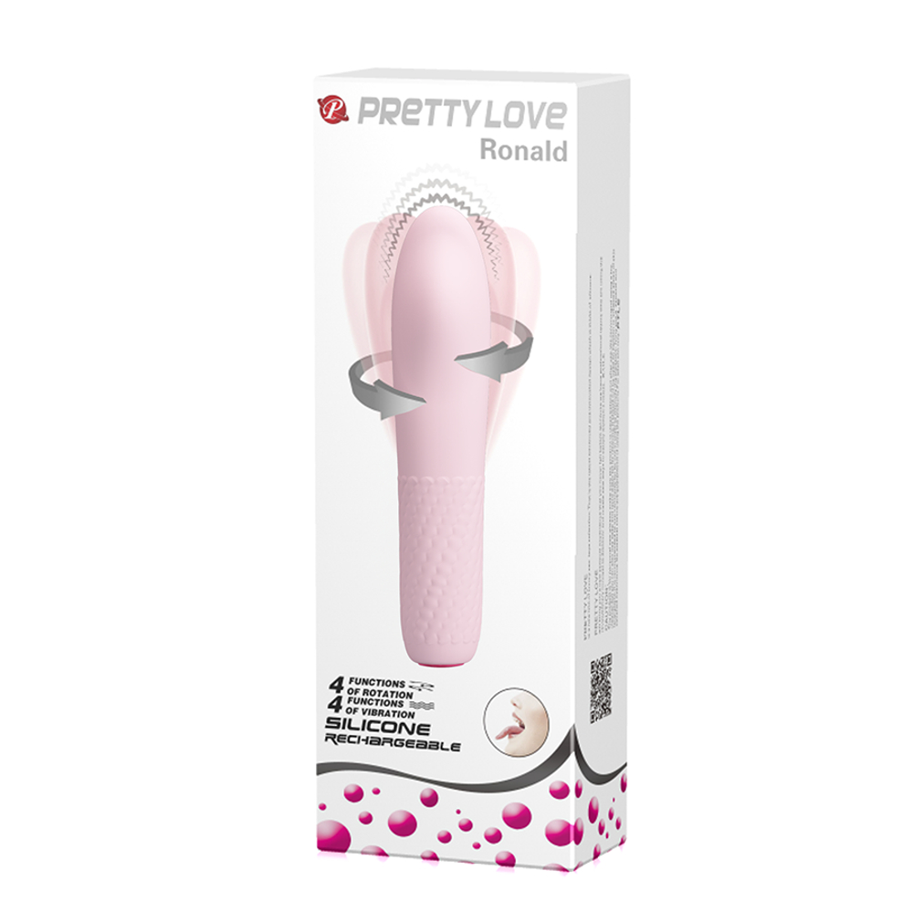 Нежно-розовый вибратор-ротатор 16см Pretty Love Classic Silicone Rechargeable Rotating Vibrator Burke BI-014584X-1
