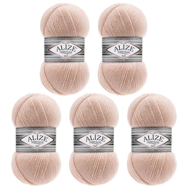 Пряжа Alize (Ализе) Superlana TIG / уп.5 мот. по 100 г, 570м, 404 шампанское