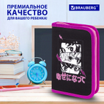 Пенал BRAUBERG с наполнением, 1 отделение, 1 откидная планка, 24 предмета, 21×14 см, «Anime movie», 272349