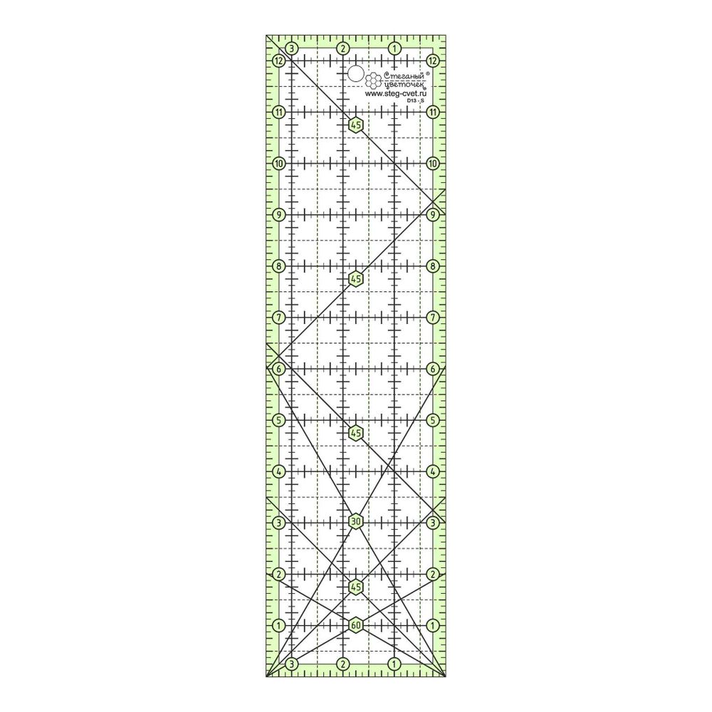 Линейка для пэчворка в дюймах, 3 ½ х 12 ½" (арт. D13-S)