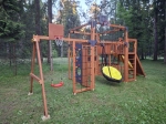 Детская площадка Савушка КУБ-8 (Махагон) с качелями Лодочка