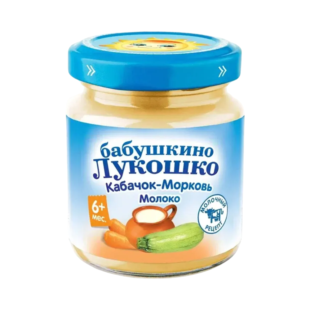 Детское пюре Бабушкино лукошко Кабачок и морковь с молоком (6мес) 100гр