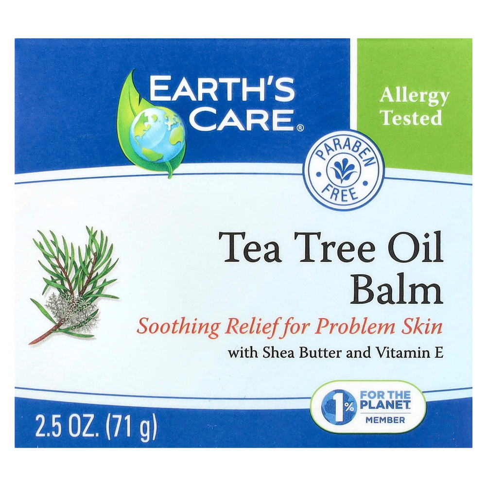 Earth's Care, бальзам с маслом чайного дерева, с маслом ши и витамином Е, 71 г (2,5 унции)