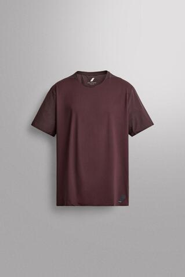ZARA ТЕХНИЧЕСКАЯ ФУТБОЛКА С РЕЛЬЕФНОЙ ТЕКСТУРОЙ, БАКЛАЖАННЫЙ