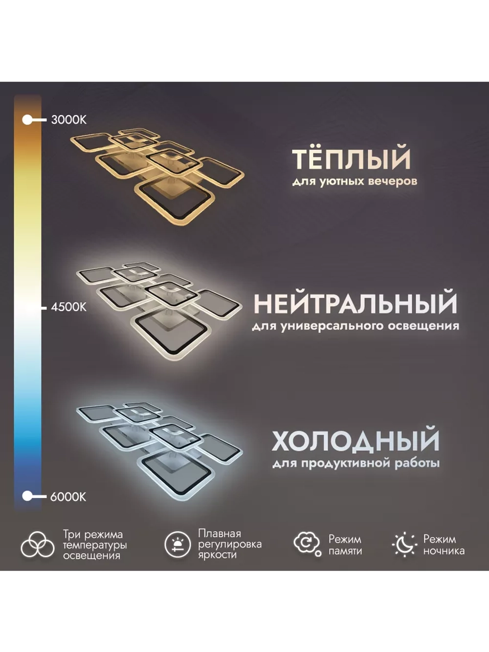 Люстра потолочная светодиодная 7044A/6+2