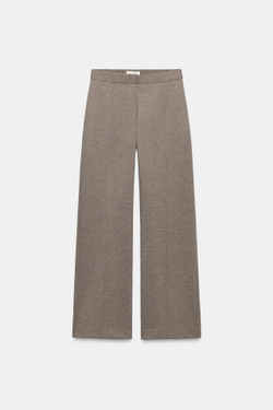 ZARA БРЮКИ ПРЯМОГО КРОЯ ИЗ МЯГКОЙ ТКАНИ, СВЕТЛО-КОРИЧНЕВЫЙ
