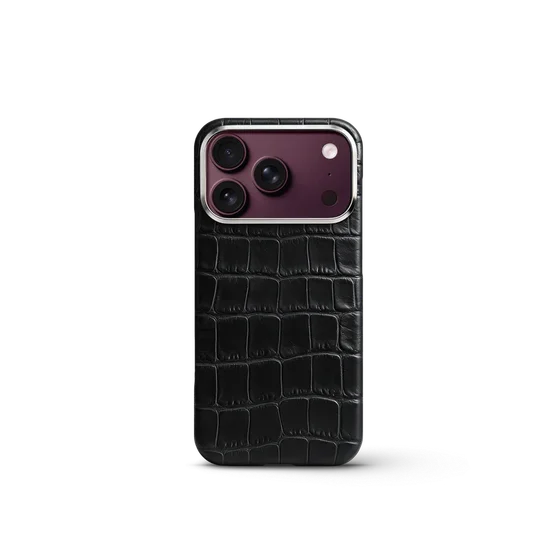 Чехол для iPhone 18 - Натуральная кожа аллигатора - Чёрный