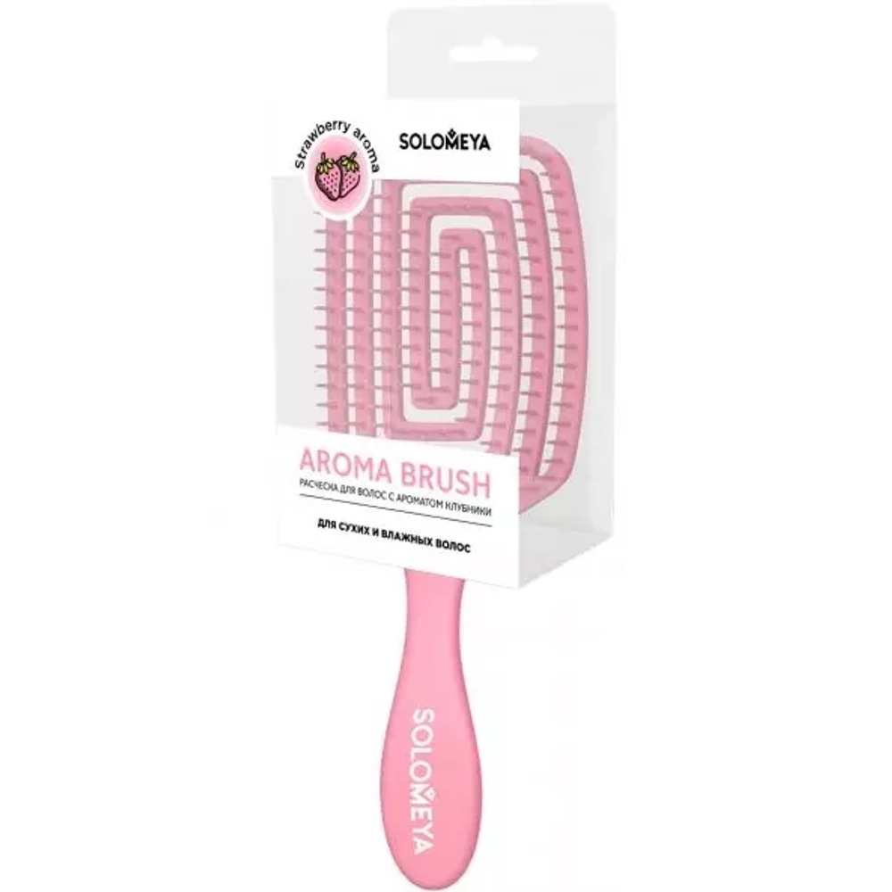 Расческа для сухих и влажных волос с ароматом клубники SOLOMEYA Wet Detangler Brush Paddle Strawberr