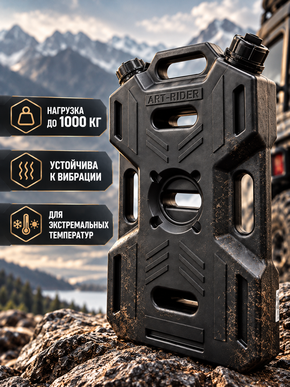 Канистра ART-RIDER PRO (2 горловины), черная (AR pr 10 черн)