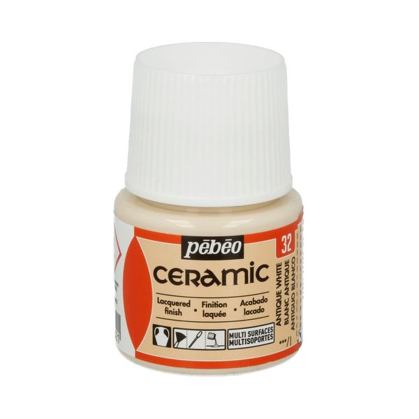 Краска по керамике и металлу Ceramic 45 мл, 025-032 античный белый, Pebeo