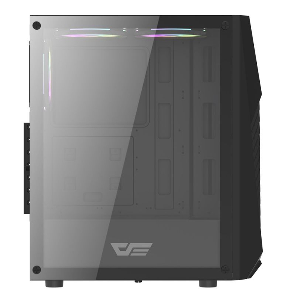 Корпус darkFlash DK150, Без БП, ATX, чёрный, 3xFRGB FAN, 2xUSB2, 1xUSB3, бок: закалённое стекло (DK150-BK)