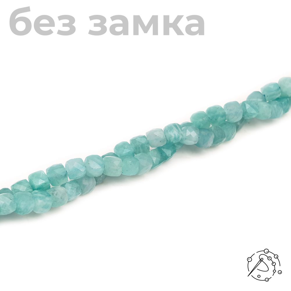Нить из бусин Амазонит, 5 мм, куб с огранкой