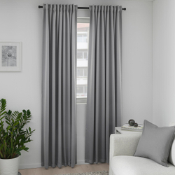 IKEA MAJGULL  (ИКЕА МАЙГУЛЛ)  -  Шторы блэкаут, 2 шт - серые/на тесьме 145x250 см