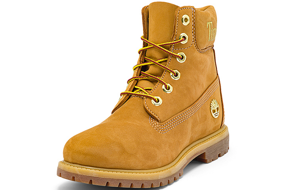 Timberland 6 Inch Premium Waterproof Boots "Wheat Nubuck With Gold Logo" Women"s