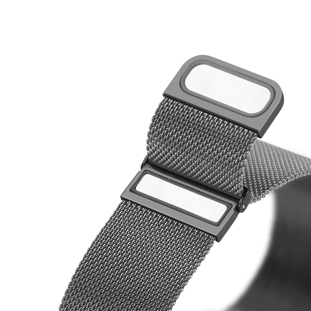 Ремешок из нержавеющей стали серого цвета (Gun-grey) от Dux Ducis для смарт часов Samsung Galaxy Watch 8 (40 и 44мм), серия Milanese Series (миланская петля)