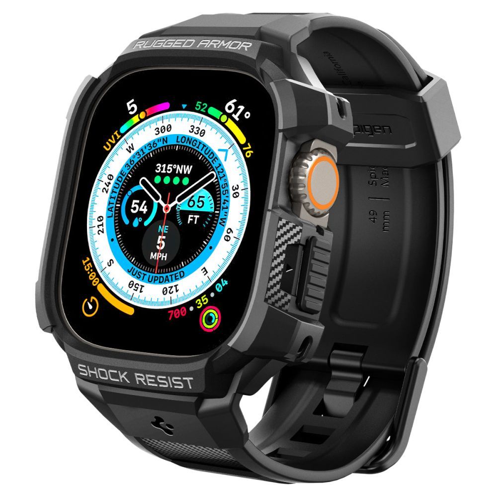 Ремешок с чехлом Spigen Rugged Armor Pro для Apple Watch Ultra 49 мм Black