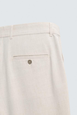 ZARA БРЮКИ ЧИНОС ИЗ КОМФОРТНОЙ РЕЛЬЕФНОЙ ТКАНИ, СВЕТЛО-БЕЖЕВЫЙ
