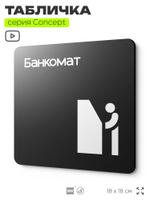 Табличка Банкомат, на дверь и стену, навигационная и информационная, серия CONCEPT, 18х18 см, Айдентика Технолоджи