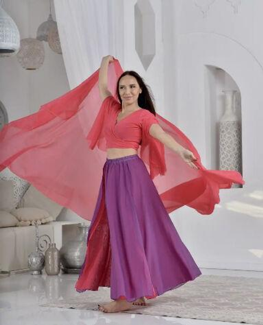 Шаль для восточных танцев Dance Every Wear SM7907 009, фуксия
