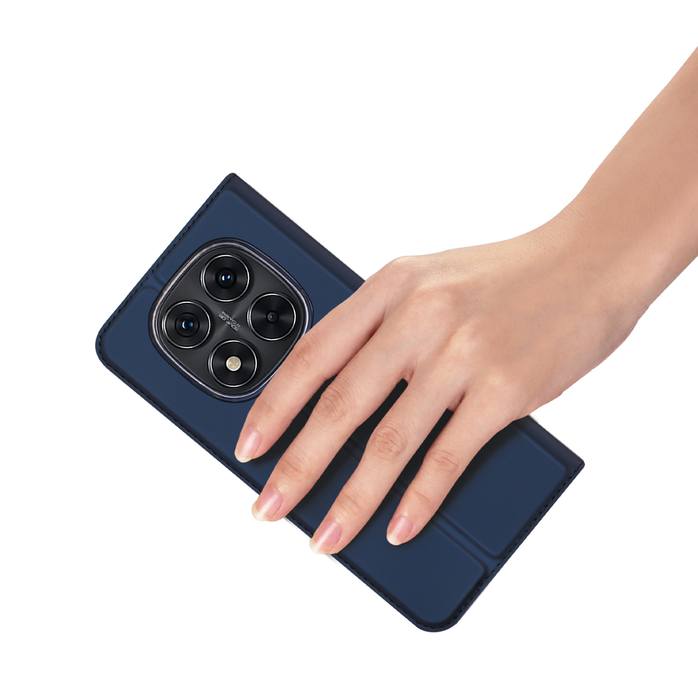 Чехол книжка из PU кожи синего цвета от Dux Ducis для Xiaomi Redmi Note 14 Pro 4G, серия Skin Pro Series Case