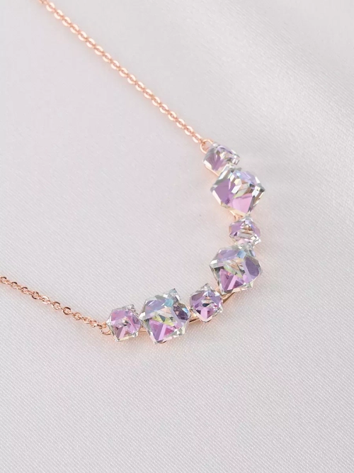 Колье дуга Мираж с сиреневыми кристаллами Swarovski