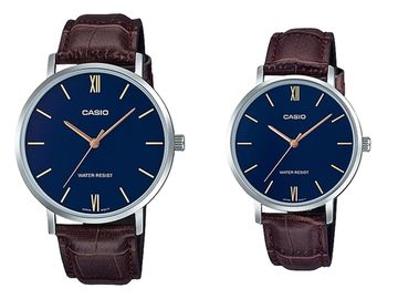Парные часы Casio Standard: MTP-VT01L-2B и LTP-VT01L-2B
