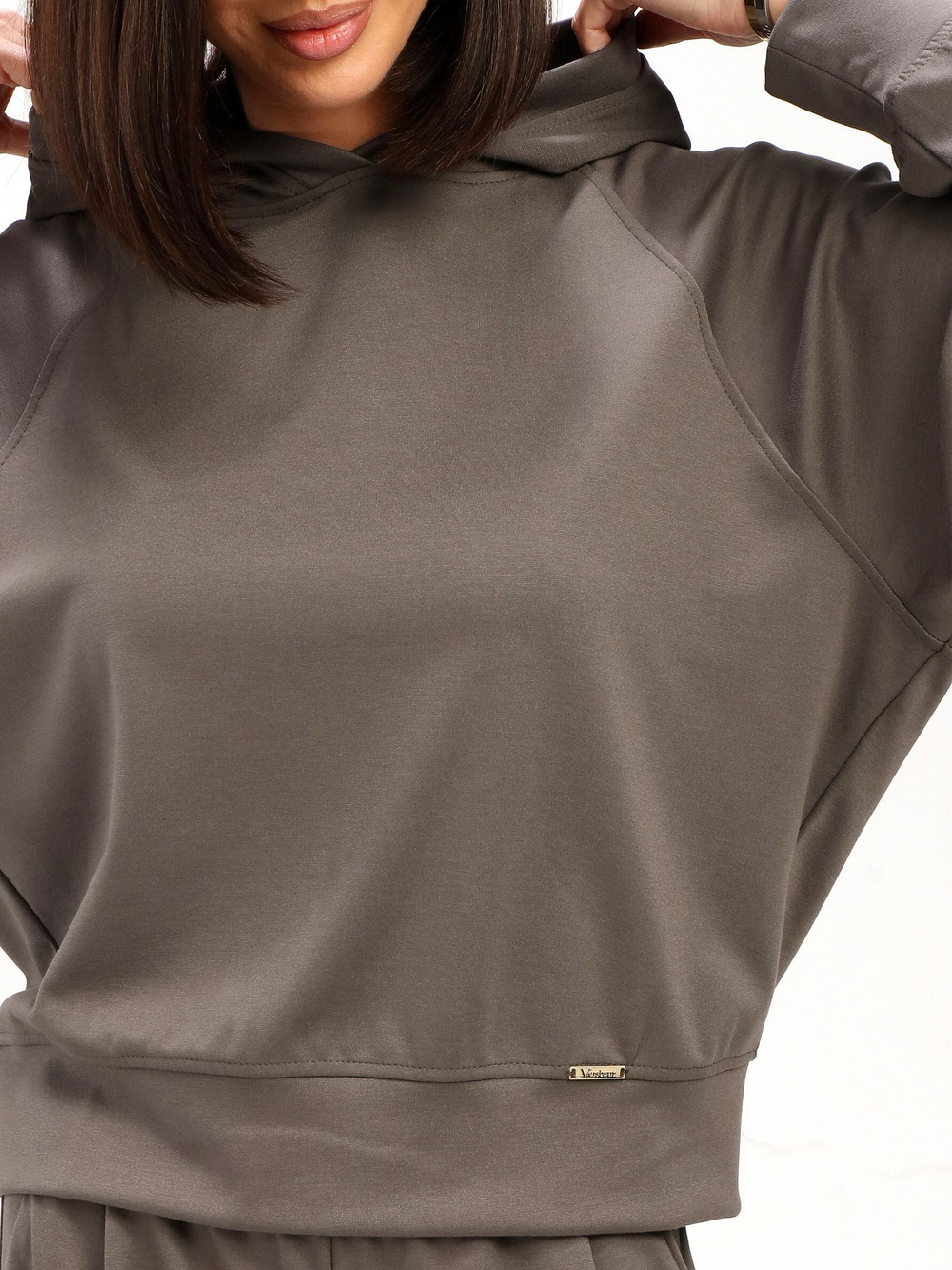 Костюм в стиле спорт шик с брюками палаццо, 713.9050.52.12, цвет трюфель
