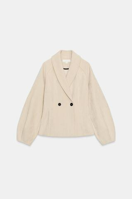ZARA ПРИТАЛЕННАЯ КУРТКА С ЗАПАХОМ, ЖЕЛТОВАТО-БЕЛЫЙ