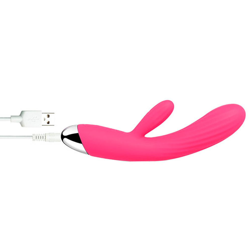 Ярко-розовый вибратор-кролик 19см с нагревом Svakom Angel Flexible Heating Rabbit Vibrator SUDV-03B-PMR