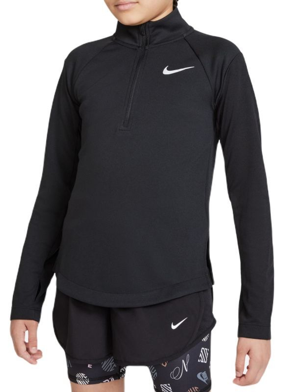 Футболка для девочки теннисная Nike Dri-Fit Long Sleeve Running Top - black