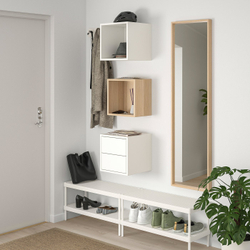 IKEA EKET  (ИКЕА ЕКЕТ)  -  Комбинация навесных шкафов - имитация дуба беленого/белый 105x35x70 см