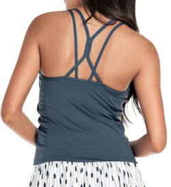 Женский теннисный топ Lucky in Love Palms D&Amour Ruche Crop Tank - slate
