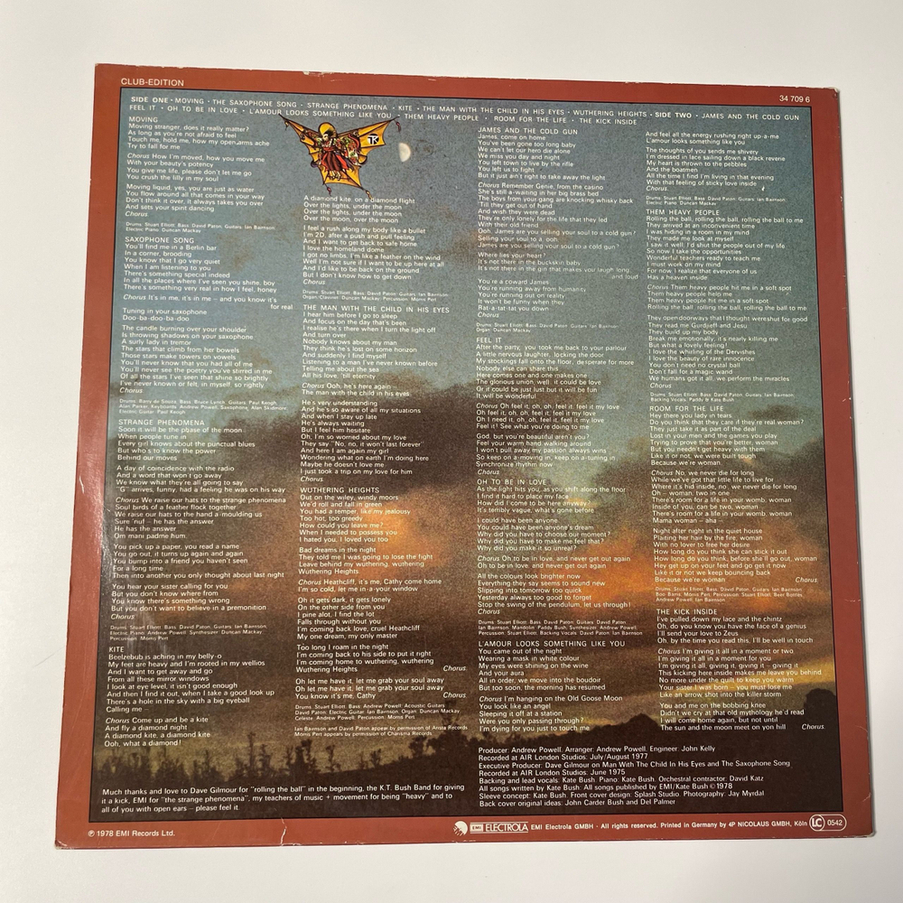 Винтажная виниловая пластинка LP Kate Bush, The Kick Inside (Германия 1978)