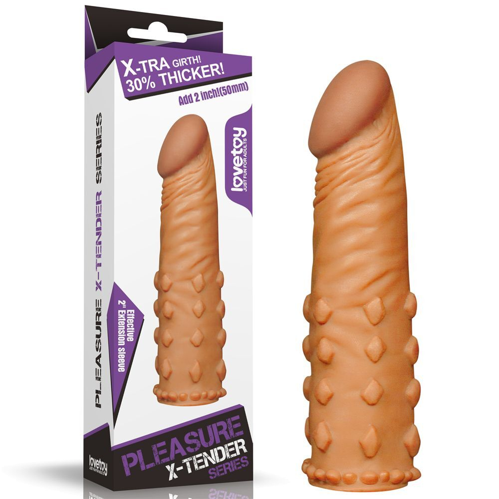 Коричневая насадка-удлинитель Add 2 Pleasure X Tender Penis Sleeve - 18 см. (Цвет: коричневый)