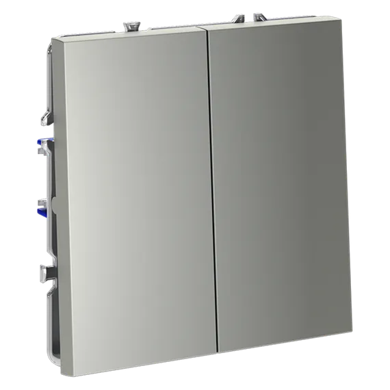 Проходной переключатель двухклавишный Voltum S70 Сталь VLS020305