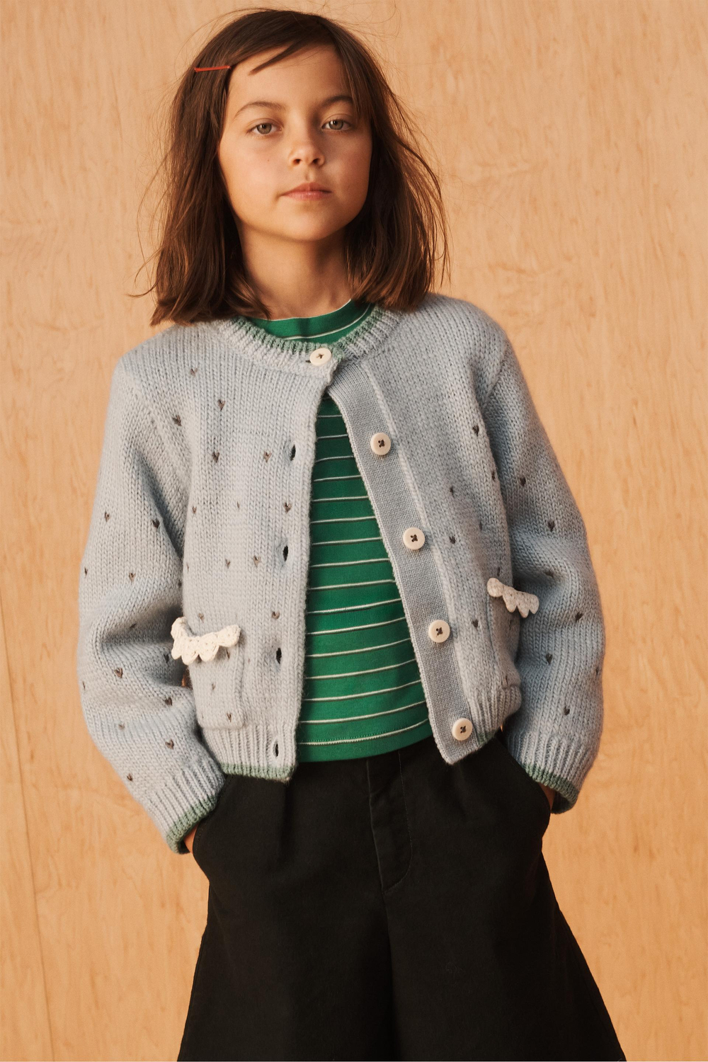 ZARA КАРДИГАН С КРУЖЕВОМ - LIMITED EDITION, ПАСТЕЛЬНО -СИНИЙ