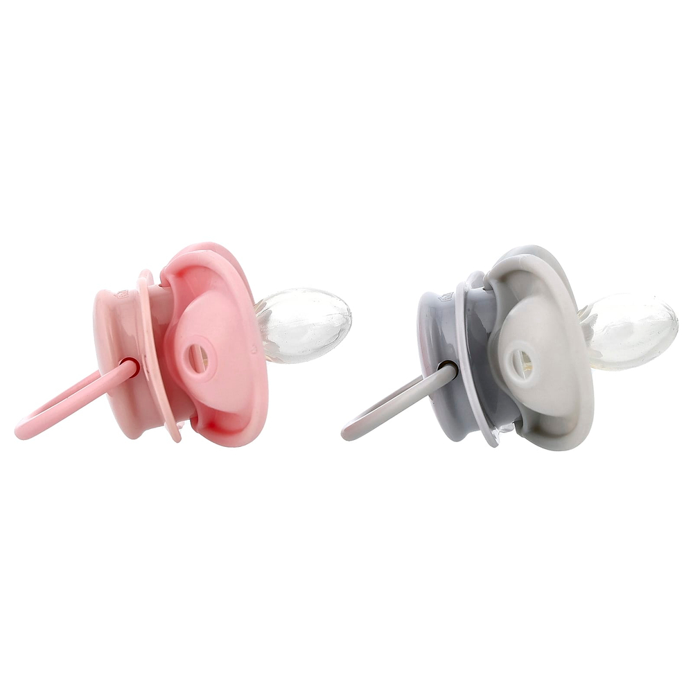 RaZbaby, Пустышка Keep-It-Kleen, для детей 0–36 мес, розовая и серая, 2 шт.