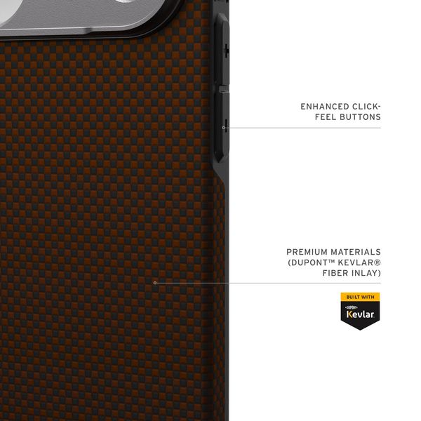 Чехол Uag Fibr Armr Kevlar Case для iPhone 17 Pro Max, Оранжевый/Угольный | Solar Flare/Charcoal