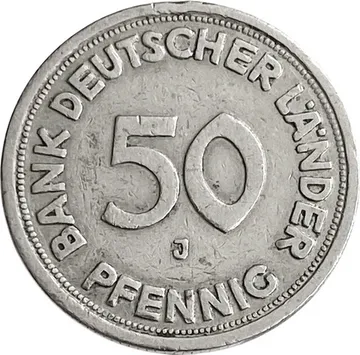 50 пфеннигов 1949 Германия (ФРГ) "J"