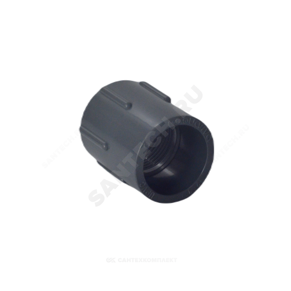 Муфта ПВХ серая под клеевое соед Дн 20х1/2" Ру16 ВР напорная Aquaviva FTH020A