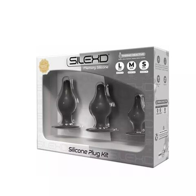 Набор из 3 черных анальных втулок SILEXD Silicone Plug Kit Model 2 (Цвет: черный)